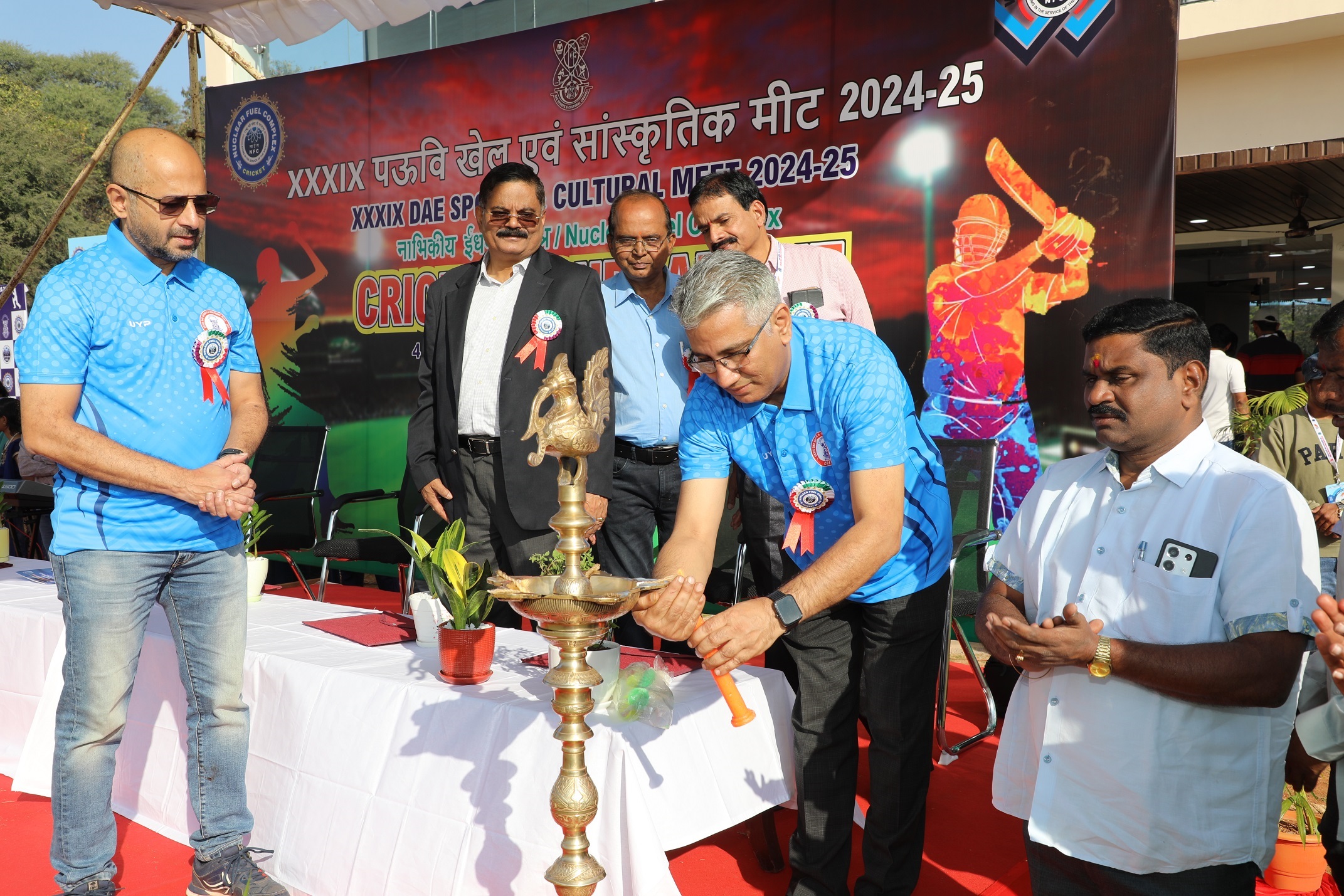 Lightning of the lamp during opening ceremony of  XXXIX DAE Sports & Cultural Meet – Cricket tournament.