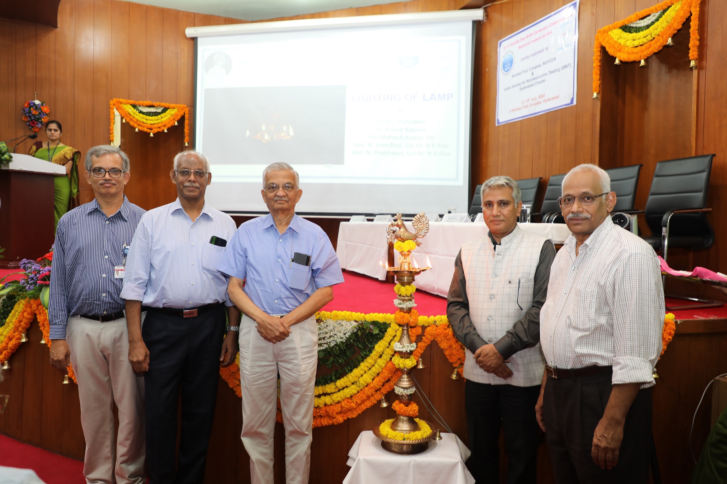  Chief guest and dignitaries during Lighting of the lamp during on the occasion of Dr. N. Kondal Rao Birth centenary celebrations.