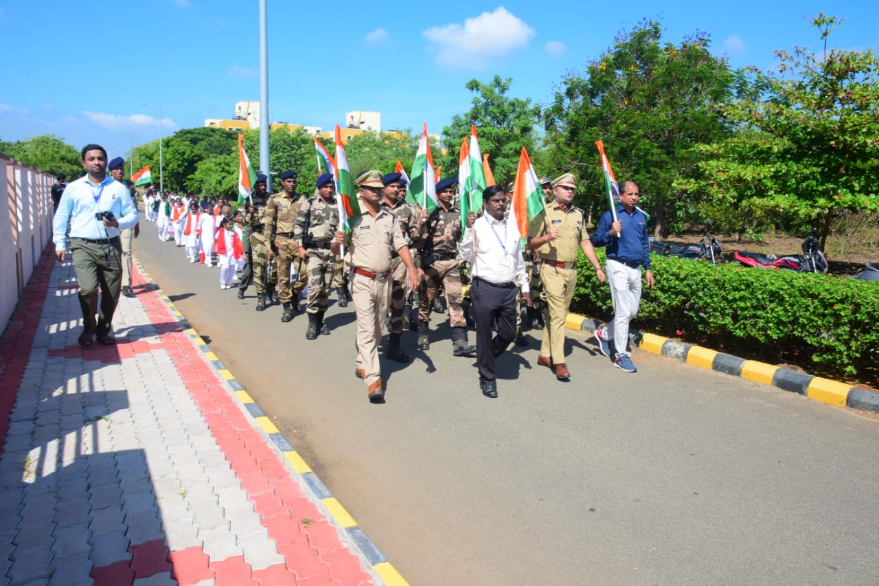 Flag March by AECS Students, Employees & CISF personnel at Zirconium Complex,  Pazhayakayal. 