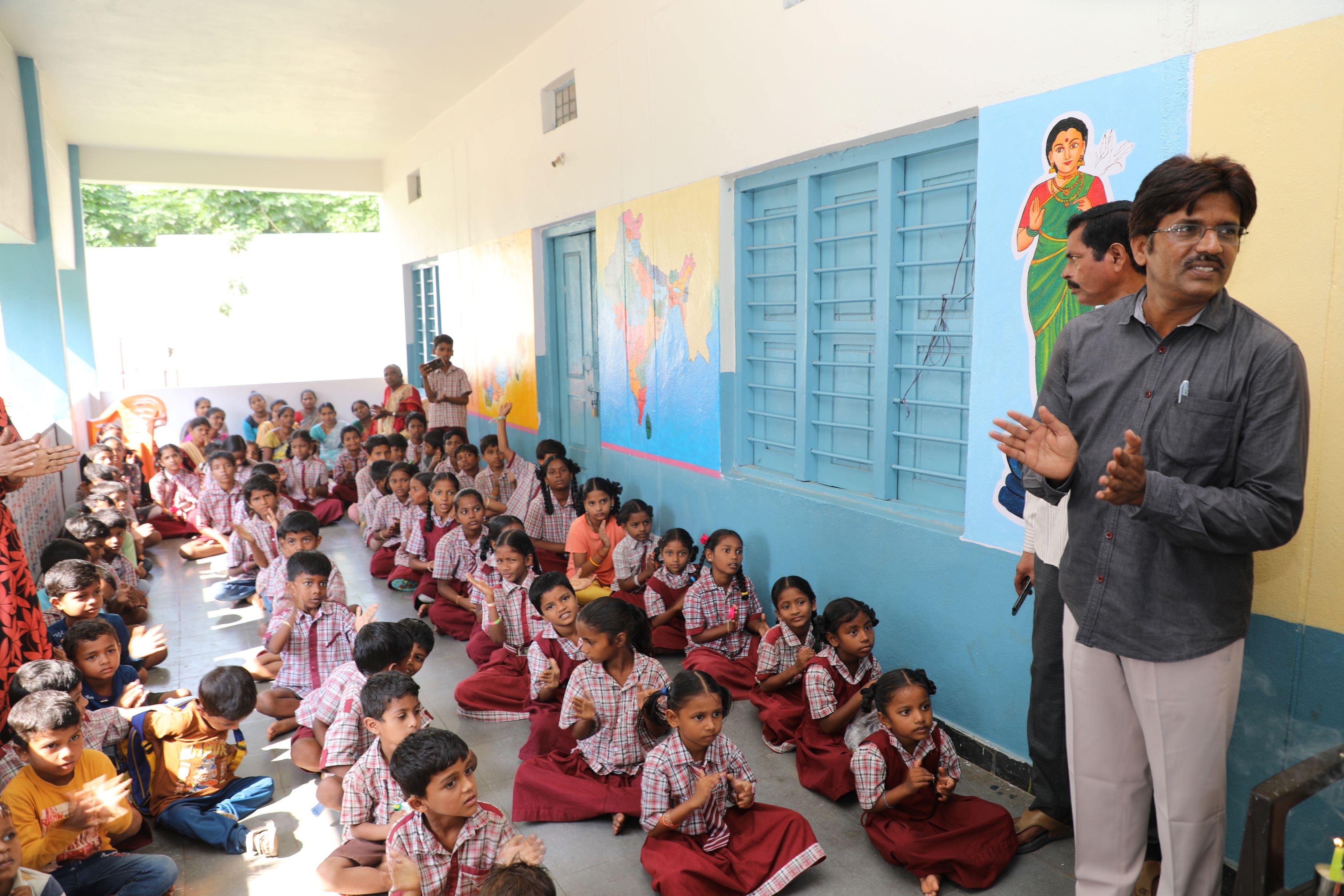 Students of Mandal Parishad Primary School, Subashnagar, Mallapur.