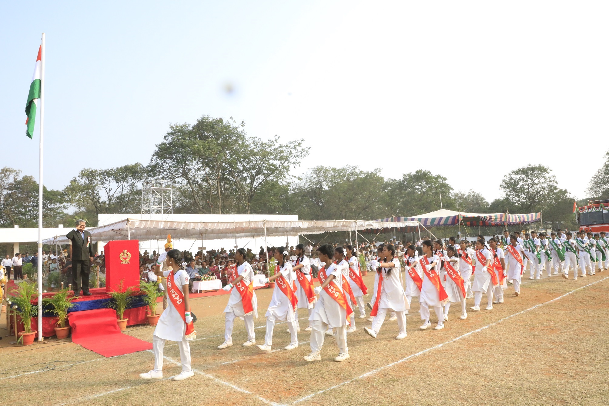 Parade of students. 