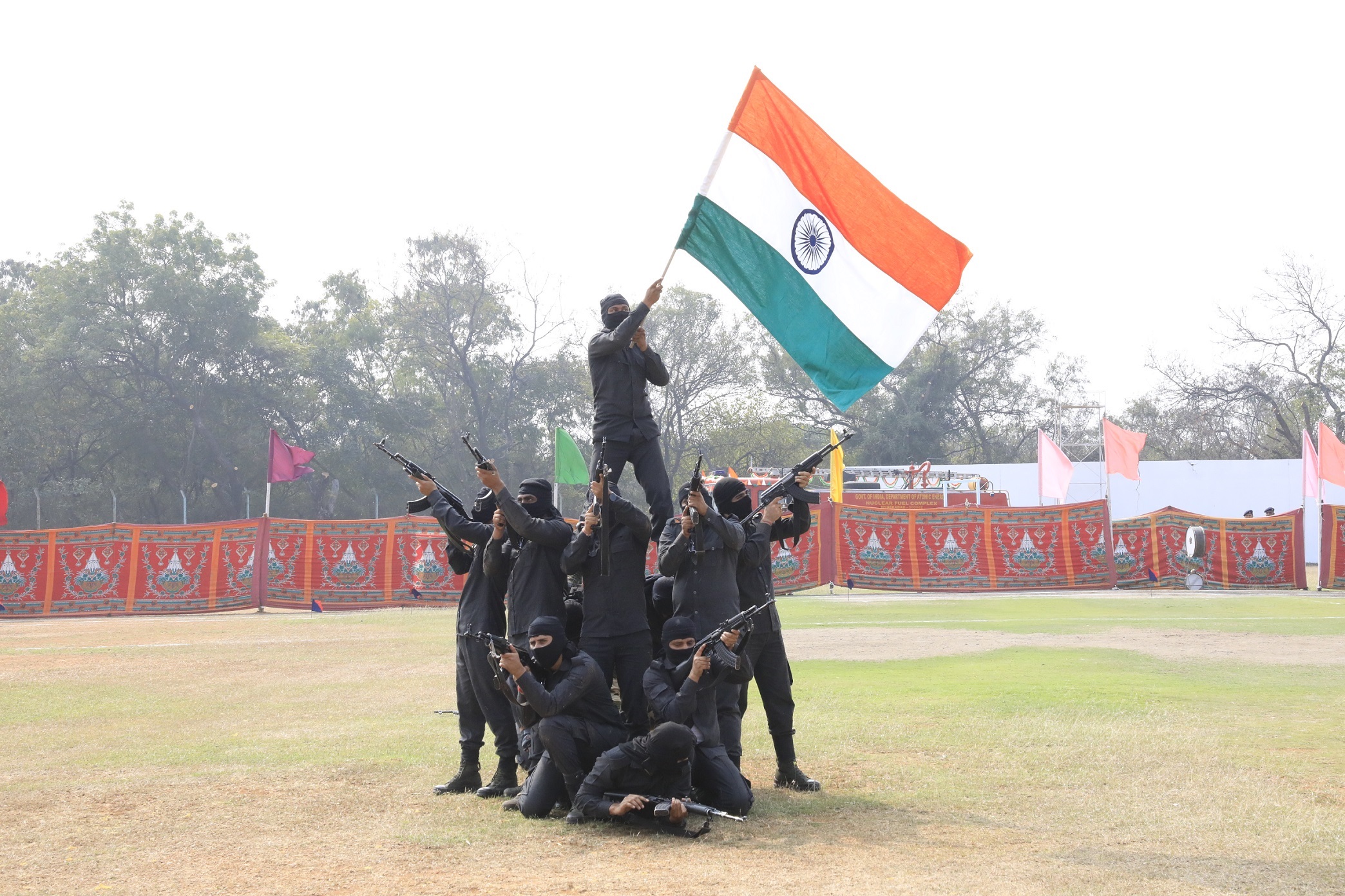 Specialized skills drill by CISF staff. 