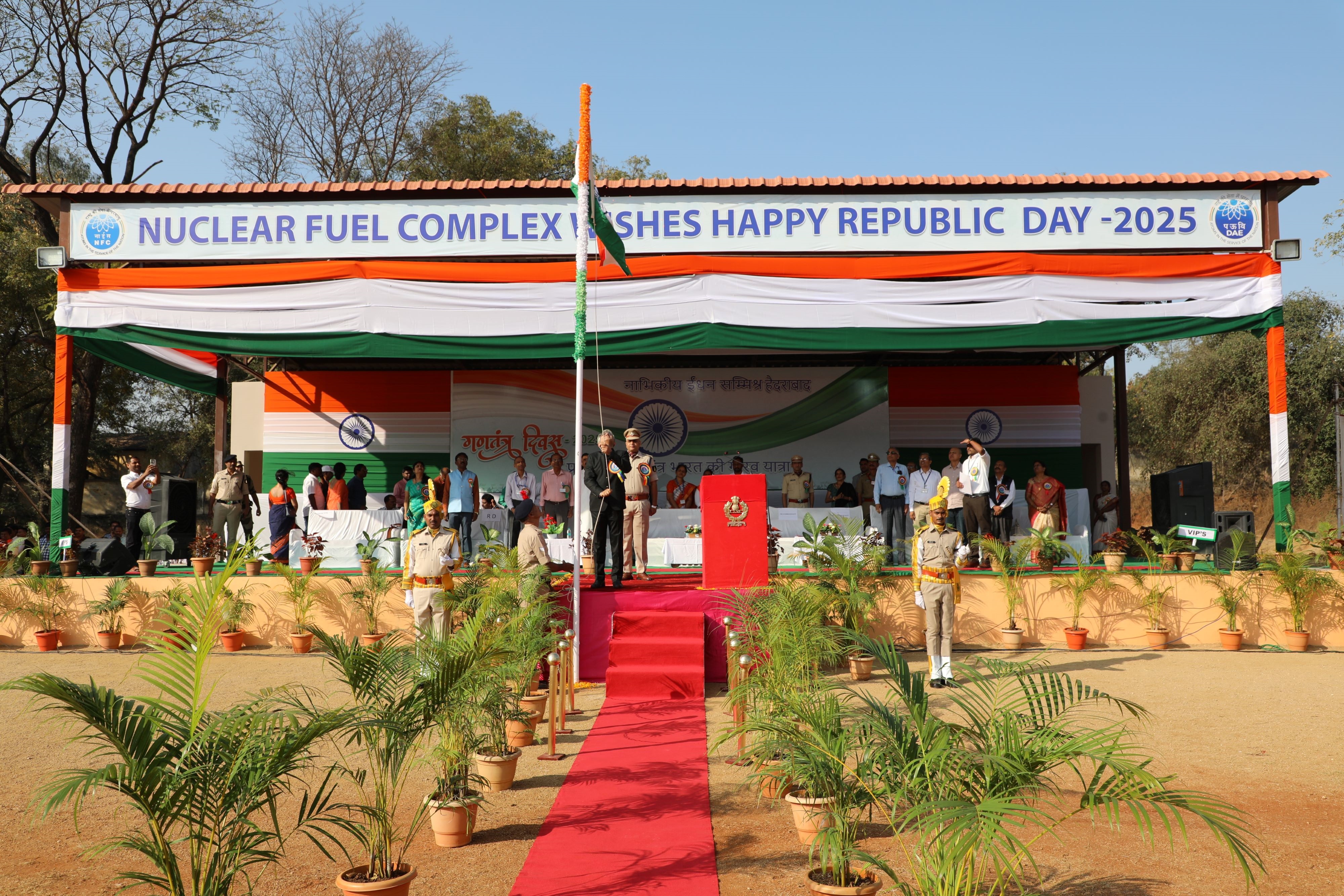 Hoisting of national flag by CE, NFC at NFC, Hyderabad.