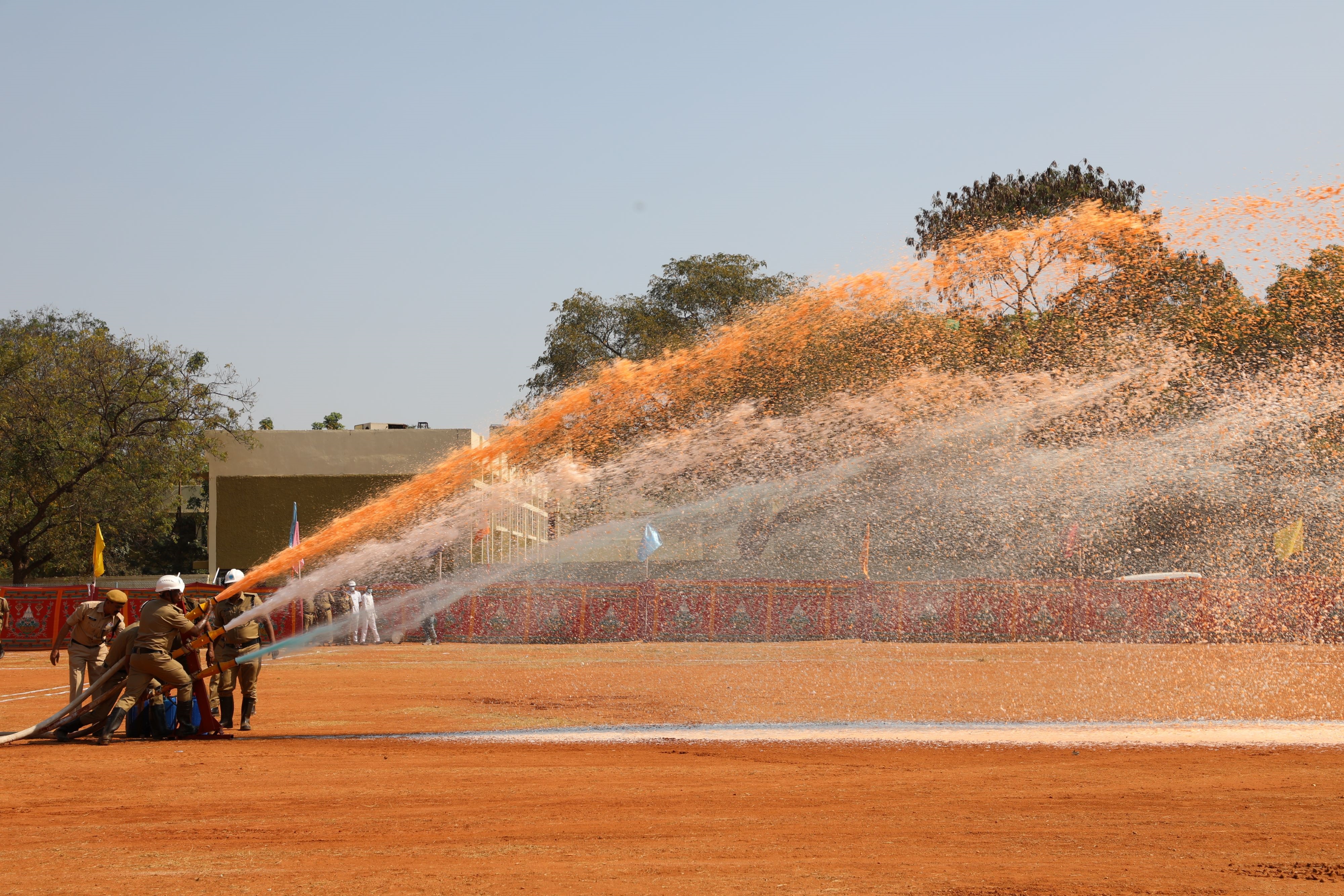 Tri colour demonstration by Fire department at NFC, Hyderabad.