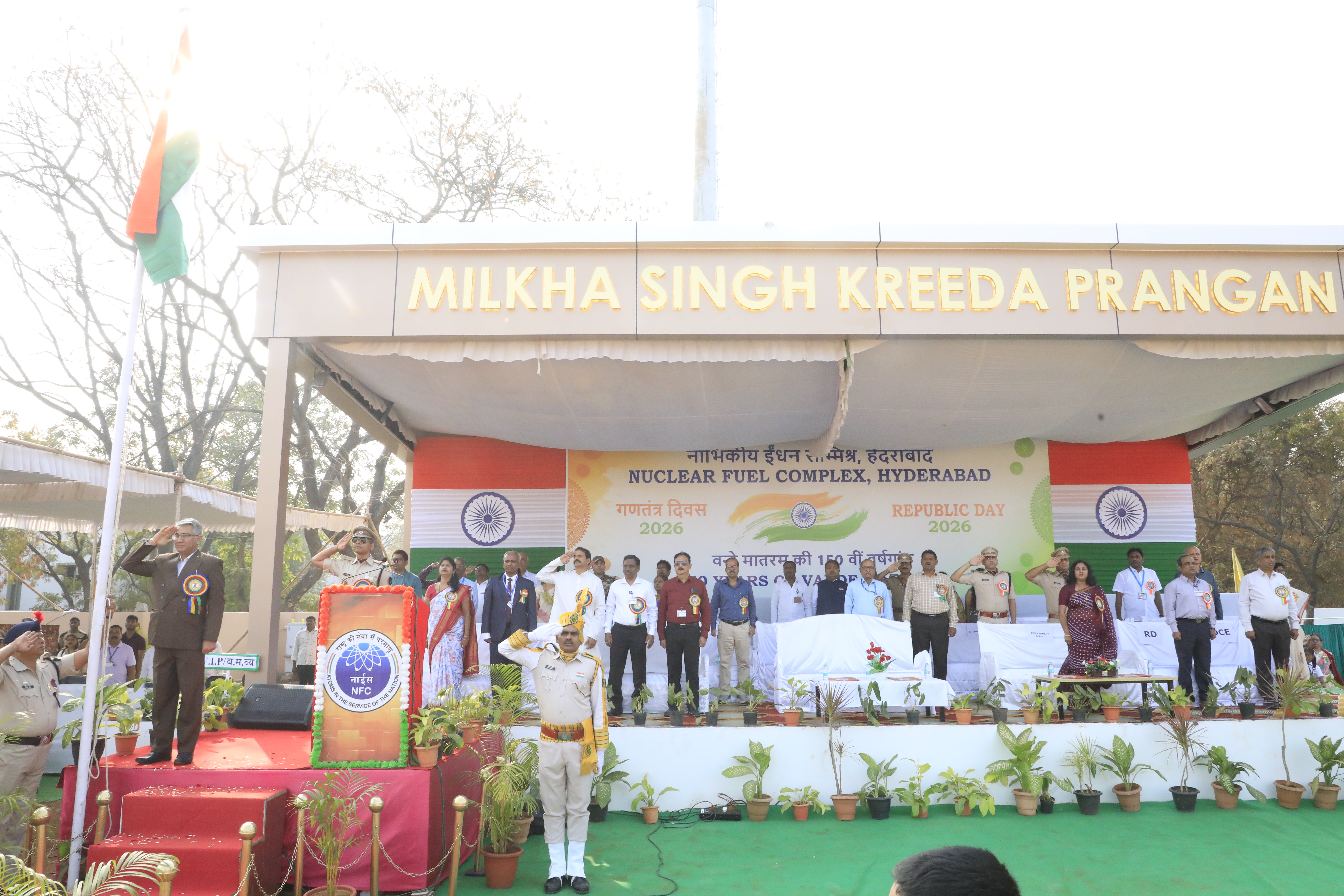 Unfurling of National Flag by Dr. Komal Kapoor, Chairman and Chief Executive, NFC.