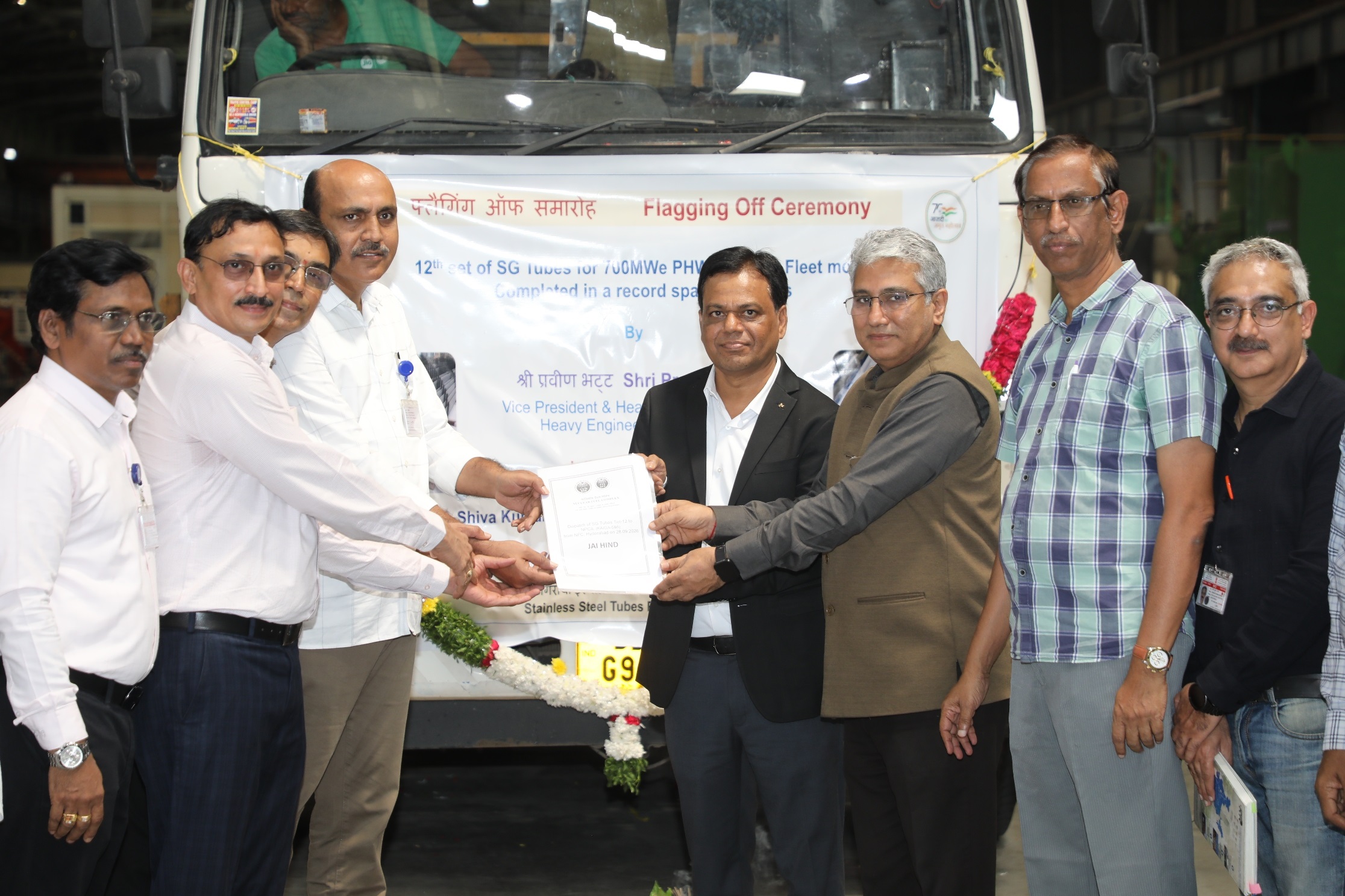 Dispatch of 12th Set SG tubes to NPCIL.