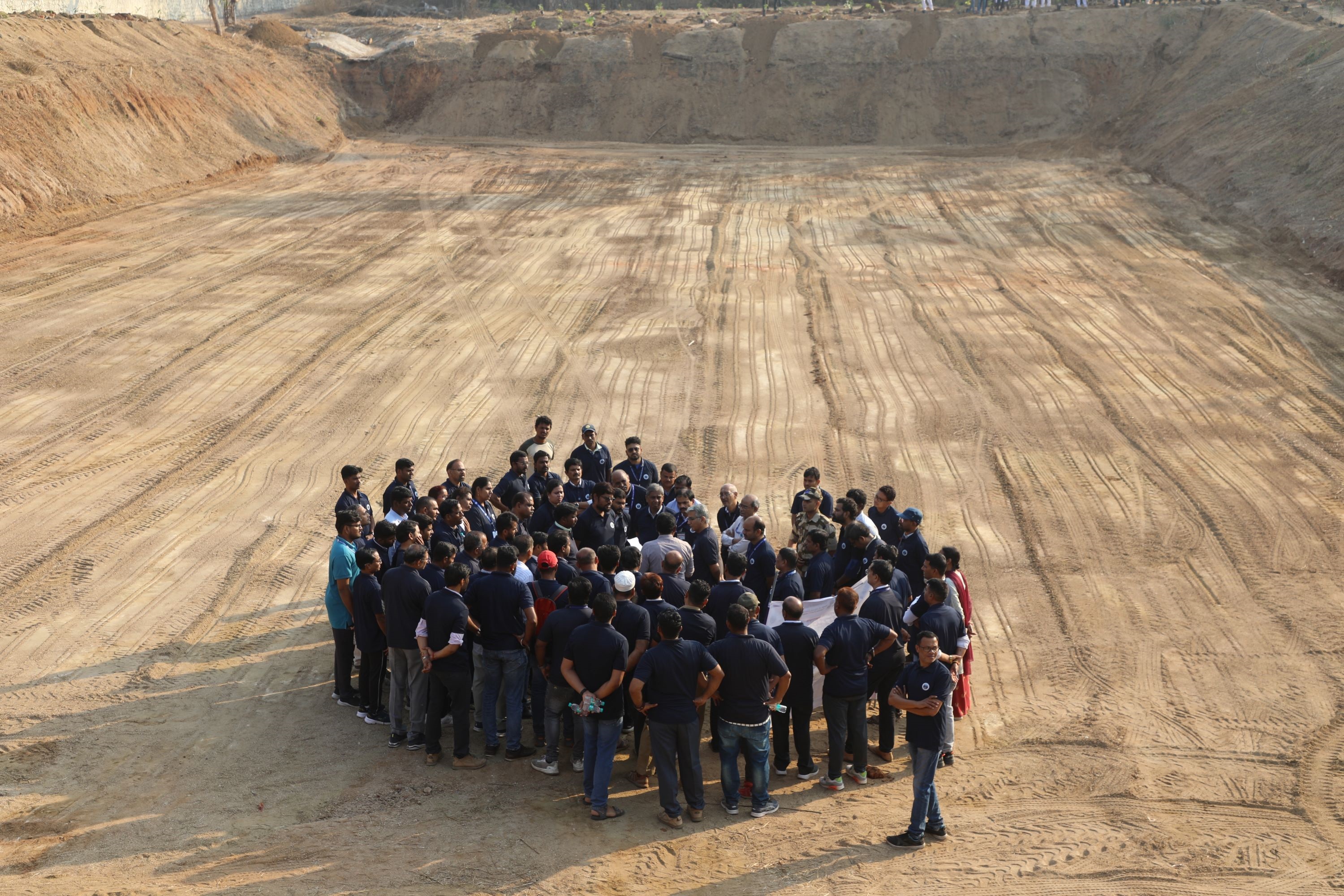 Dr. Komal Kapoor, Chairman and Chief Executive NFC overseeing the rain water harvesting pit at NFC, Hyderabad.