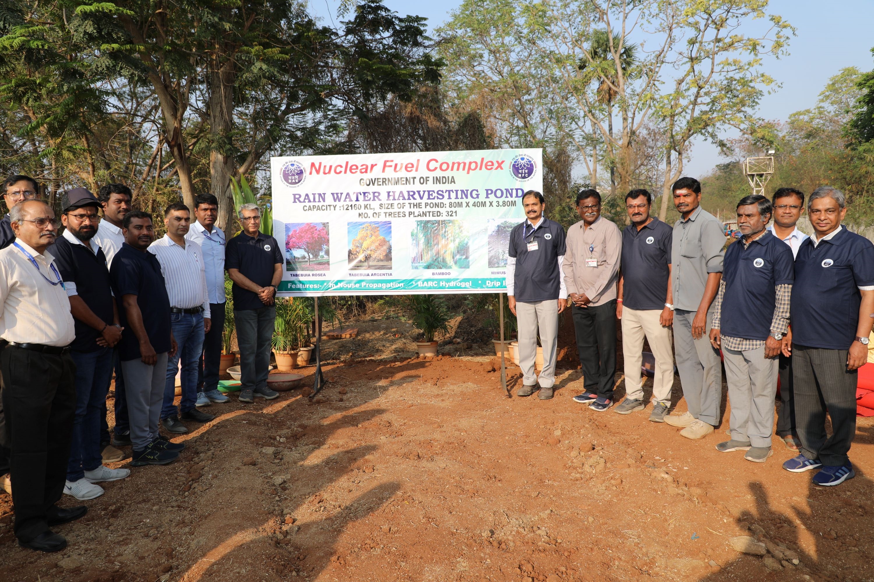 Dr. Komal Kapoor, Chairman and Chief Executive NFC inaugurating the rainwater harvesting pit at NFC, Hyderabad.
