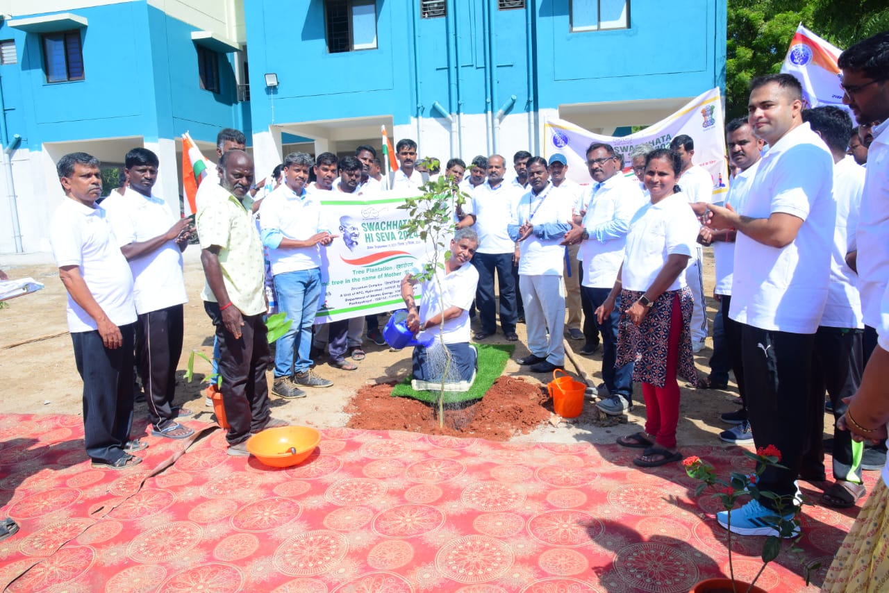 Tree plantation at ZC Township, Pazhayakayal by Shri. M. R. S. Prasad,  DCE (Z,Melting, EPC, Uts & SR), NFC