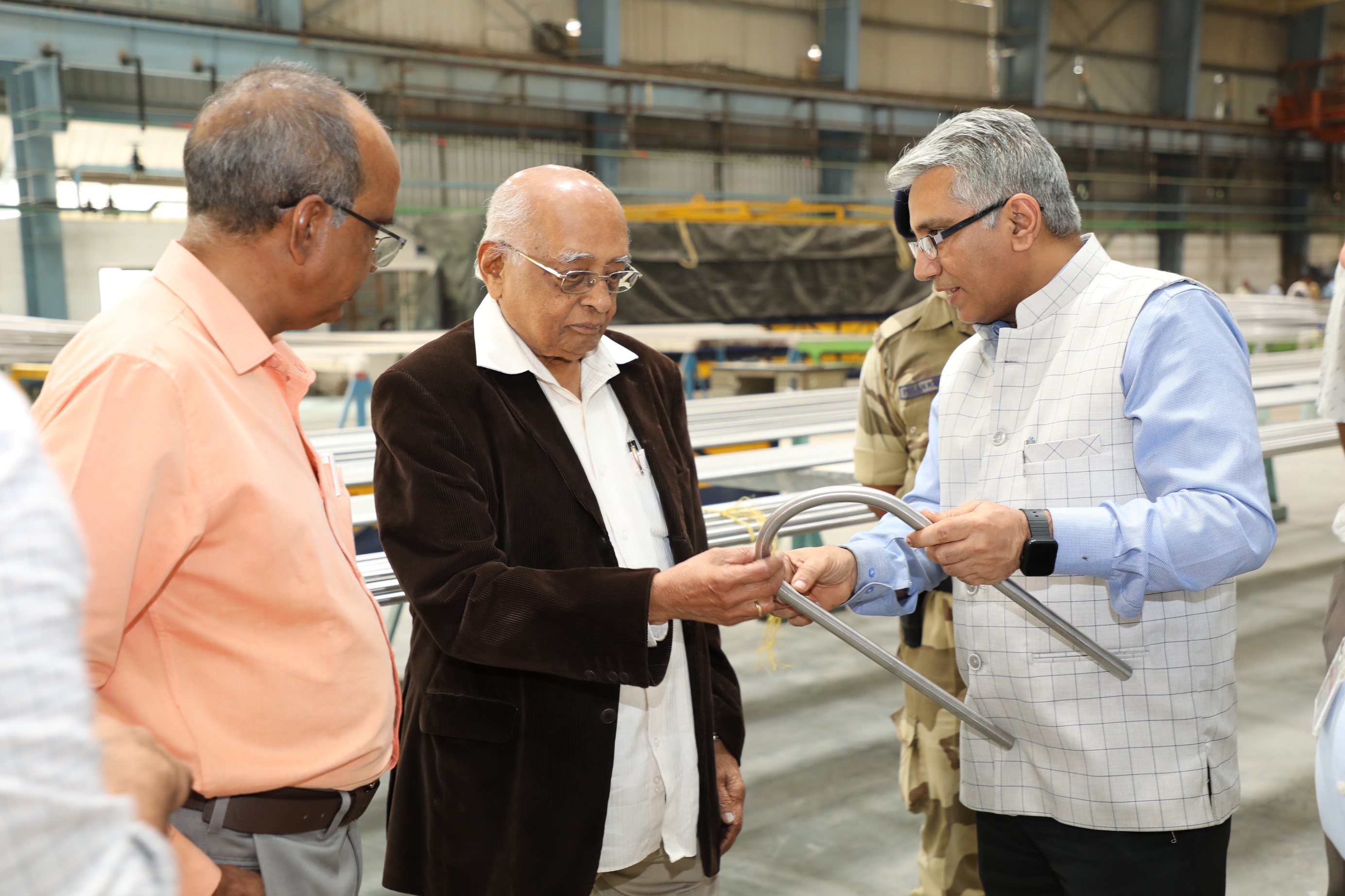 Dr R Chidambaram, Former Chairman, AEC; Former Chairman of the Scientific Advisory Committee to the Cabinet  visited Tube production plant. 