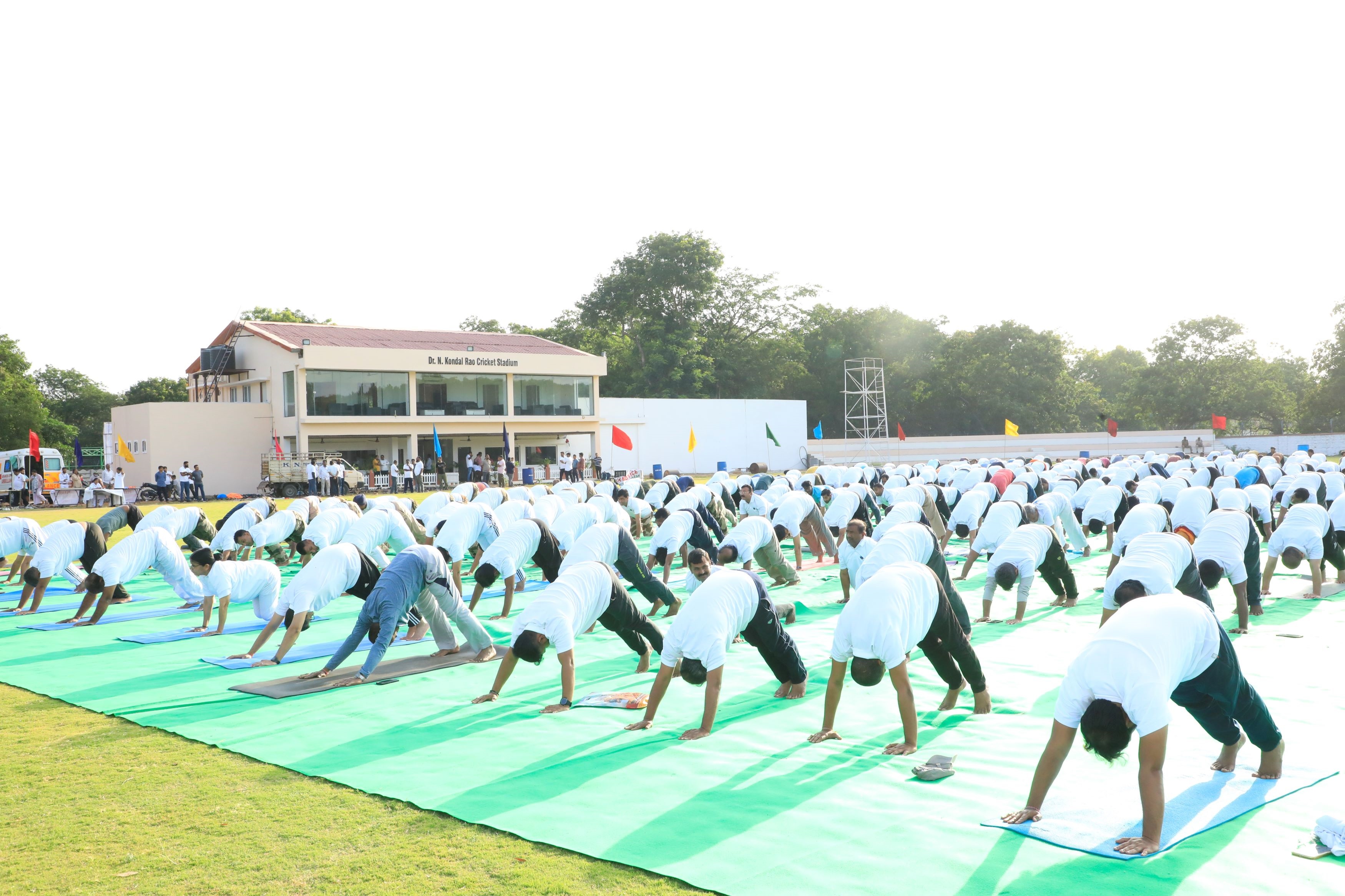 Yoga being practiced by all the enthusiasts 