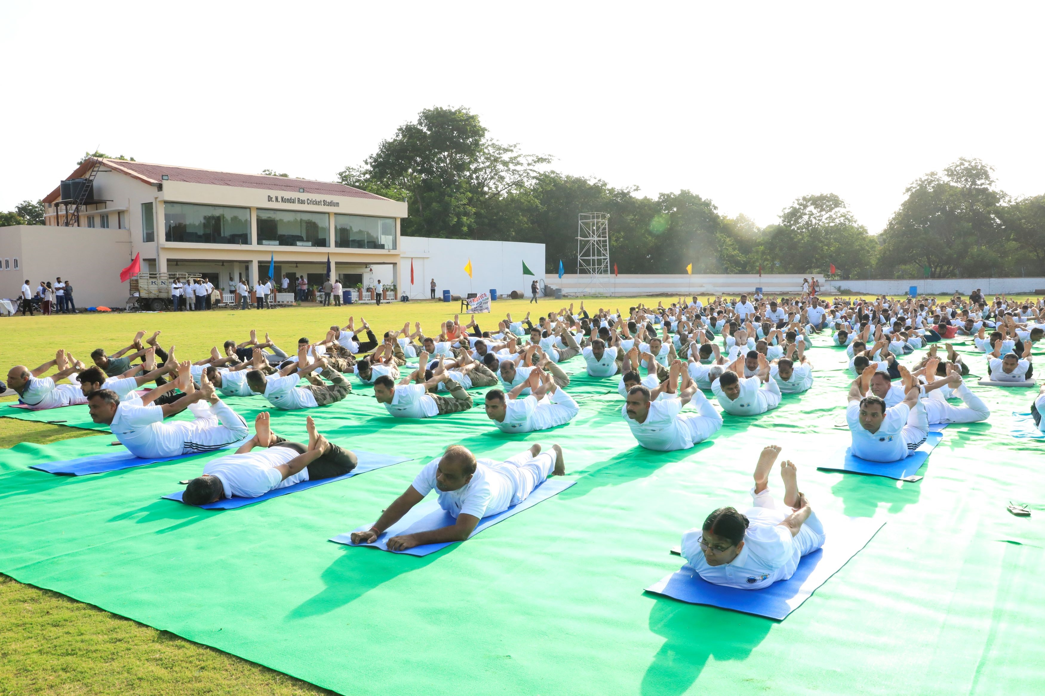 Yoga being practiced by all the enthusiasts 