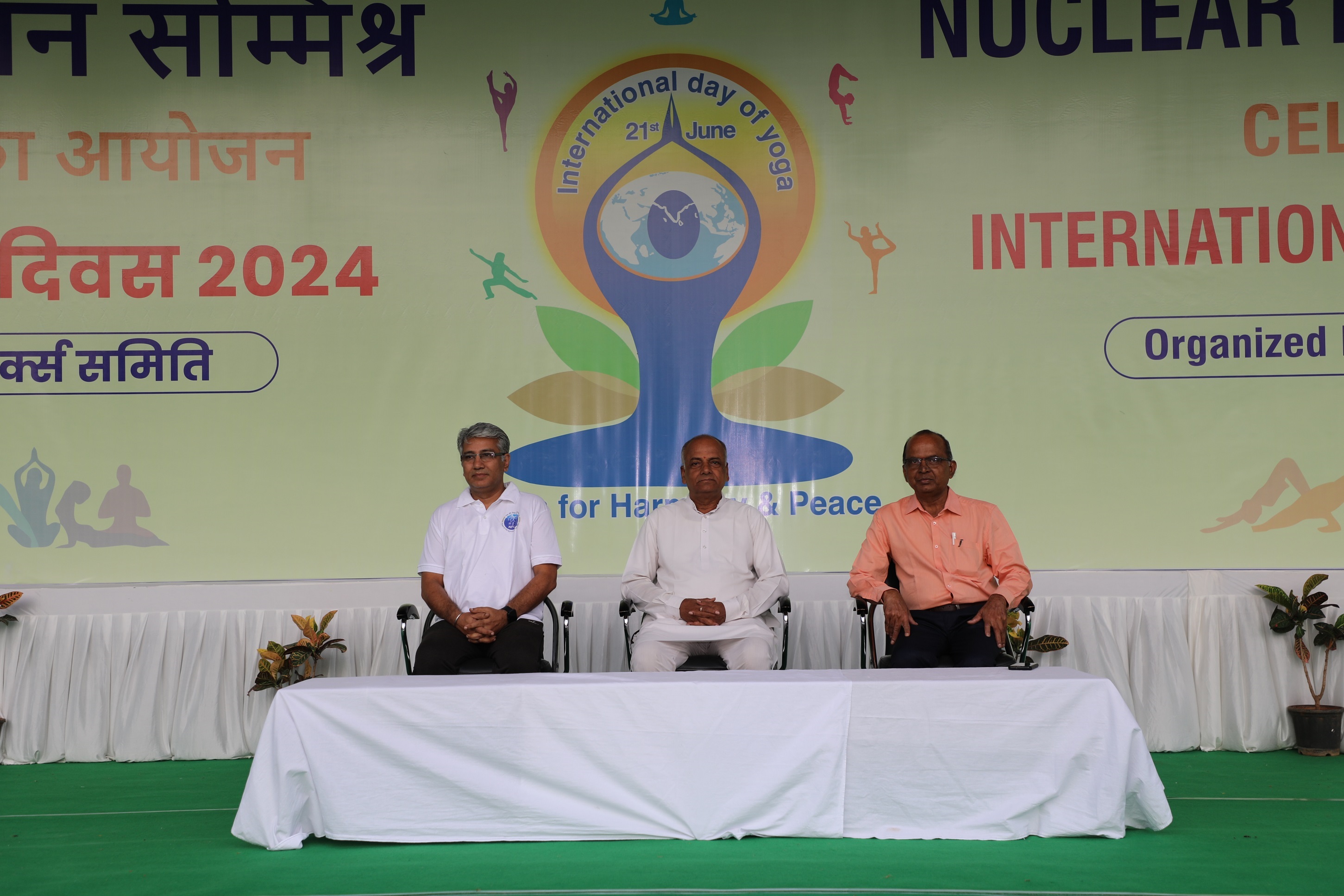  Dignitaries on stage on the event of World International Yoga Day 2024.